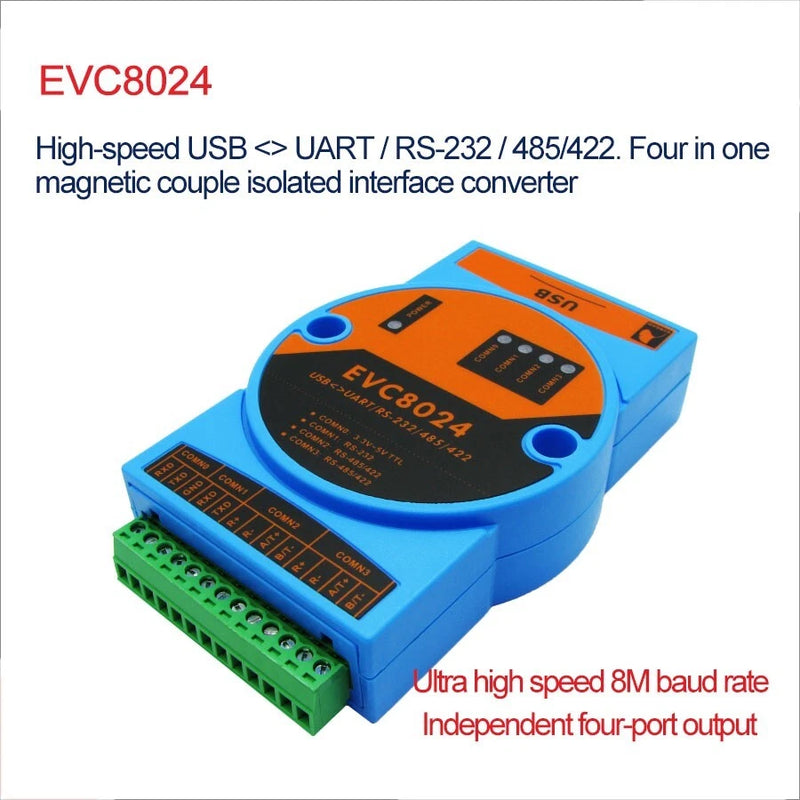 EVC8024 Isolated Converter High Speed USB to RS232 RS485/422 TTL os67