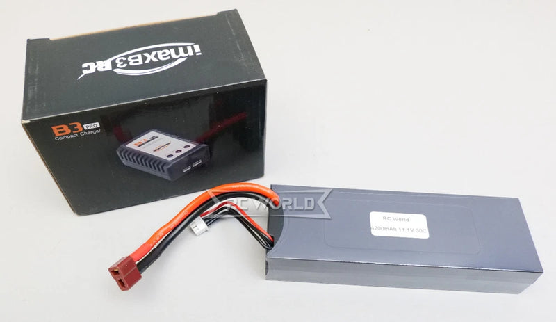 11.1V 4200MAH 3S LIPO BATTERY Deans plug Pack 30C  w/ BALANCE CHARGER Battery