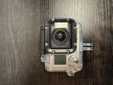 GoPro Hero 3 Silver action camera in clear protective case with front lens