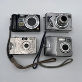 Lot of 4 Sony Kodak Lumix Canon Digital Cameras Point and Shoot For Parts