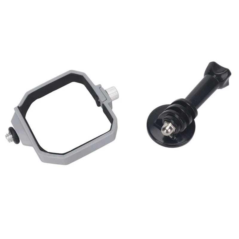 Rotating drone extension bracket with gray mounting ring and black screw post
