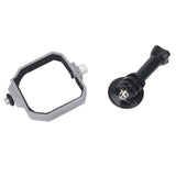 Rotating drone extension bracket with gray mounting ring and black screw post