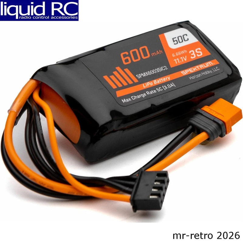 Spektrum X6003SIC2 600mAh 3S 11.1V 50C LiPo Battery; IC2 Battery