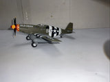 Gray-green 1:48 P-51B Mustang model airplane with Old Crow nose art and landing gear