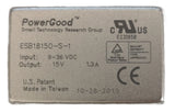 DC-DC power converter with input 9–36VDC and output 15V 1.3A label