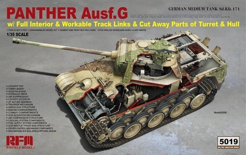 Ryefield Model RM5019 1/35 Panther Ausf.G w/Full Interior New