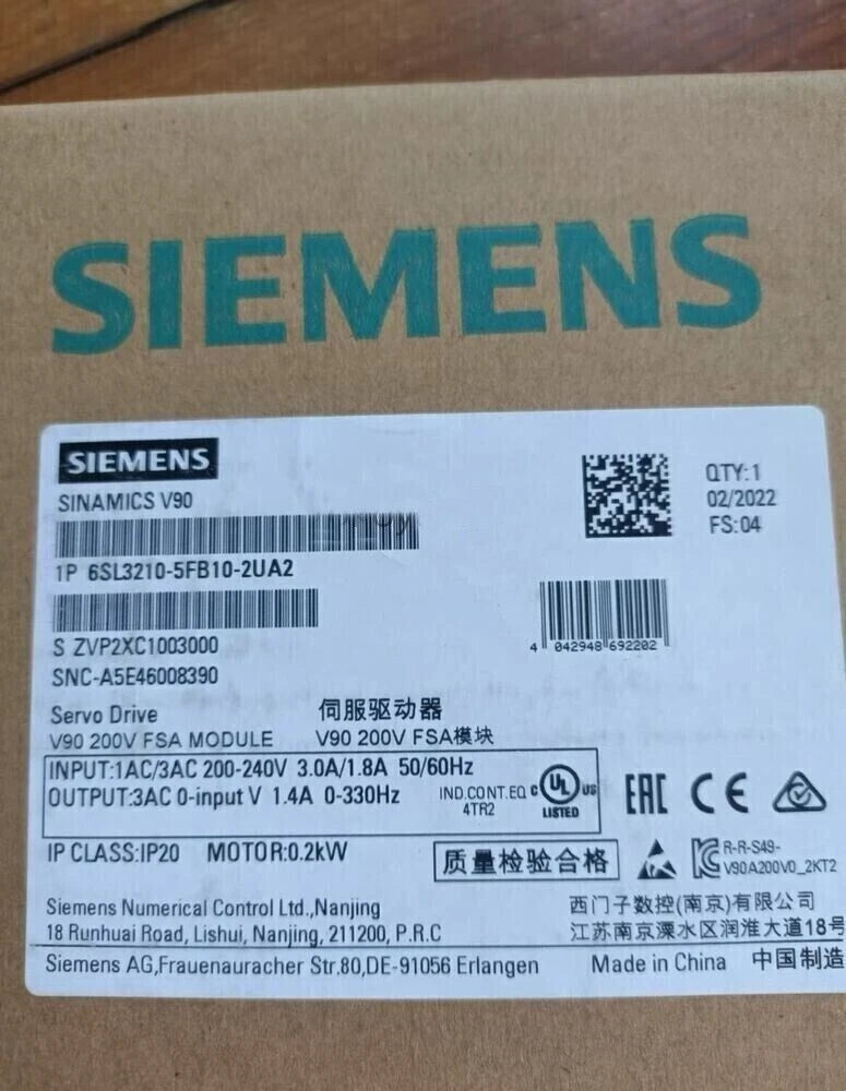 6SL3 210-5FB10-2UA2 NEW SIEMENS 6SL3210-5FB10-2UA2 PROFINET Input voltage