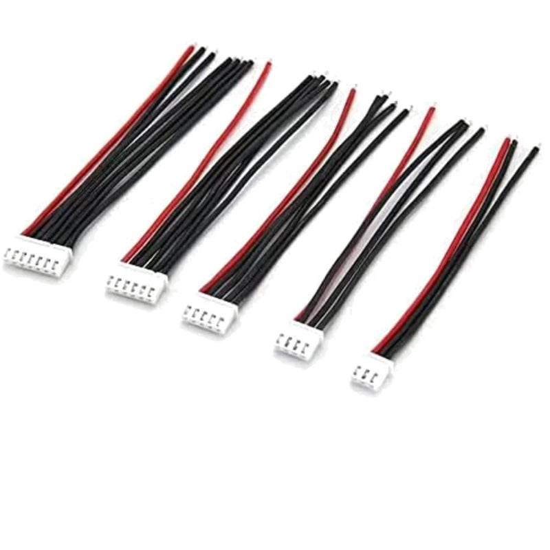 Silicone LiPo balance charger cable set, 10-pack, with white 3-pin JST connectors