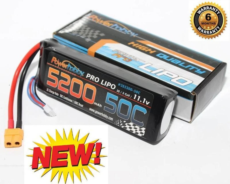 5200mAh 3S 11.1V 50C LiPo Battery XT60 Plug 3-Cell Powerhobby PHB3S520050CXT60 Battery