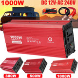 300W-1000W Car Power Inverter Converter DC 12V to AC 110V 120V 2USB 2 Outputs