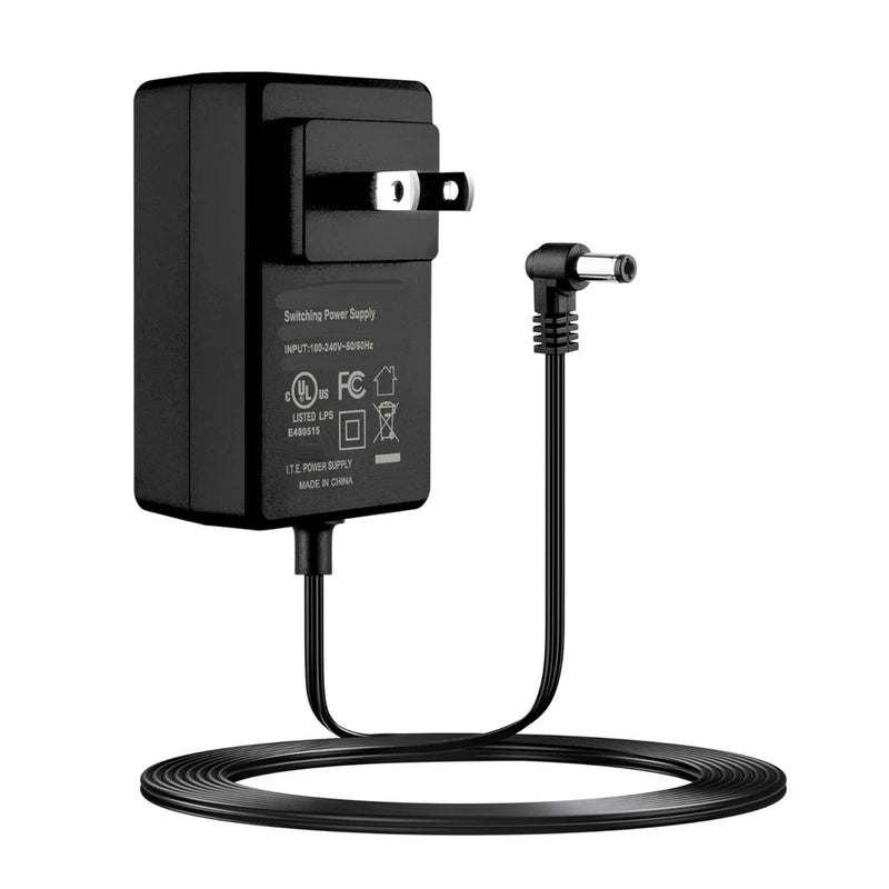 Black AC adapter with two-prong plug and power cord