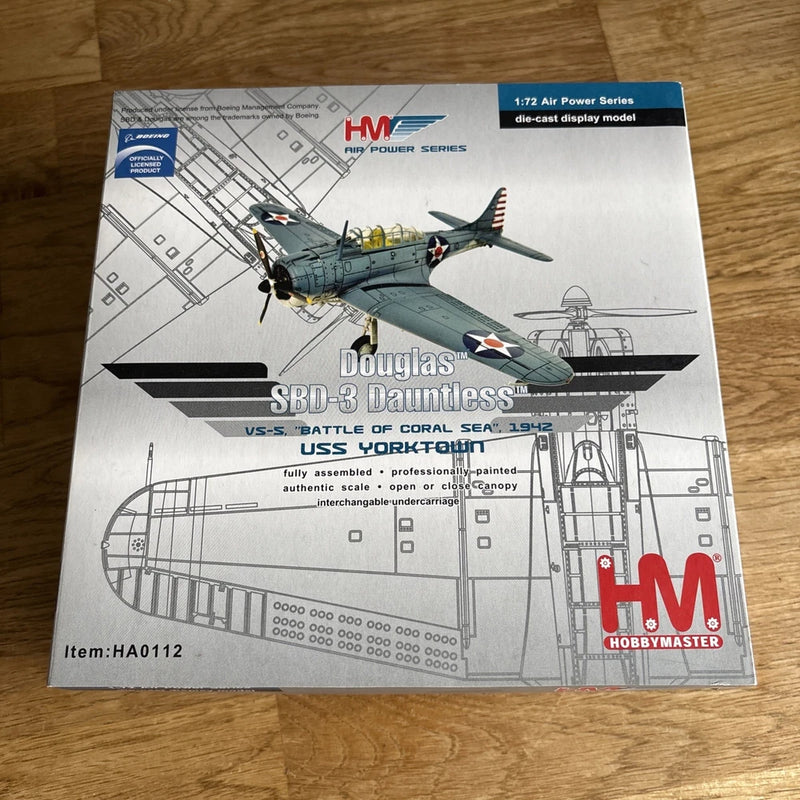 Hobbymaster 1:72 Douglas SBD-3 Dauntless model kit box with aircraft artwork