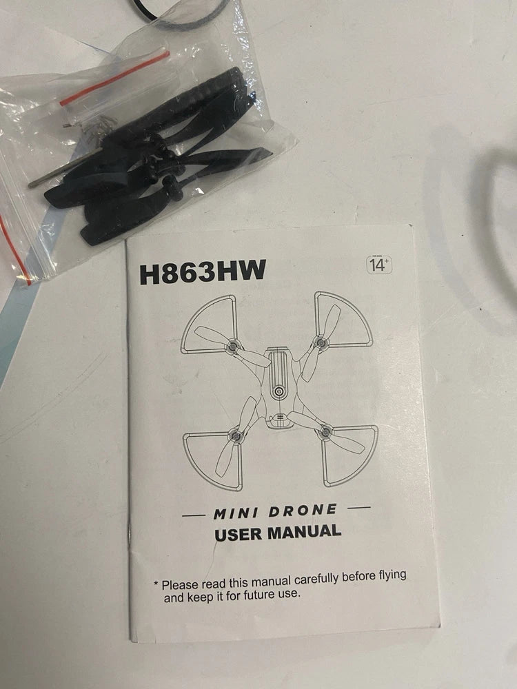 Mini drone user manual booklet with H863HW label