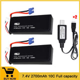 2PCS 7.4V 2700mAh 10C Lipo Battery EC2 plug ForHubsan H501C H501S XDrone Toys