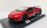 MAISTO 1:18 Diecast Model Car Lamborghini Huracan Performante Metallic Red 2023