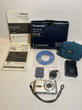 Panasonic Lumix 6MP DMC-FX3 Digital Camera Silver w/ Charger Disk & Case TESTED