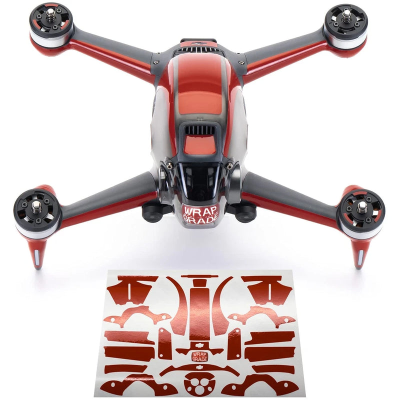 Red drone FPV skin sticker sheet set for WRAPGRADE, with cutout wrap design