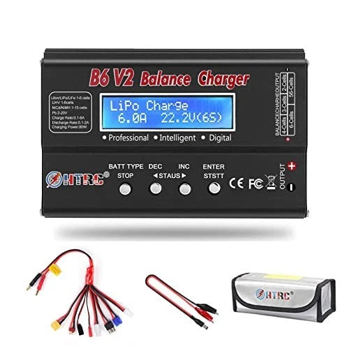 LiPo Battery Charger for RC Cars, 1S-6S, 6A, Supports Li-ion, NiMH, NiCd Battery