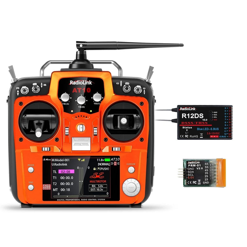 Radiolink AT10II 12 Channels RC Transmitter and Receiver R12DS 2.4GHz Radio R...