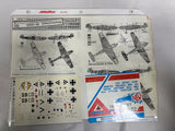 1/72 Messerschmitt Bf-109E model decal set on two sheets with markings