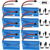 8Pcs 7.4V 1500mAh 15C Li-Ion Battery SM Plug with USB Charger for RC Car Boat