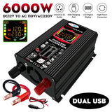 6000W Car Power Inverter Vehicle Converter DC 12V to AC 110V Sine Wave Adapter