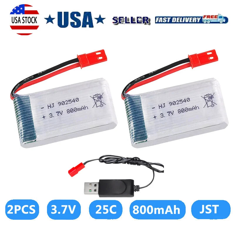Battery 2PCS 3.7V 800mah for MJX X400 X800 X300C X500 Four-axis Aircraft Battery