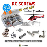 Stainless RC screw kit in clear plastic case with screws, nuts, and washers
