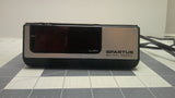 Vintage Spartus alarm clock with battery reserve, black case and red digital display