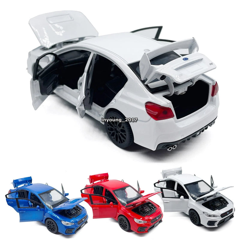 1/30 Subaru WRX STI Model Toy Car Diecast Sedan Toy Vehicle Doors Open Pull Back