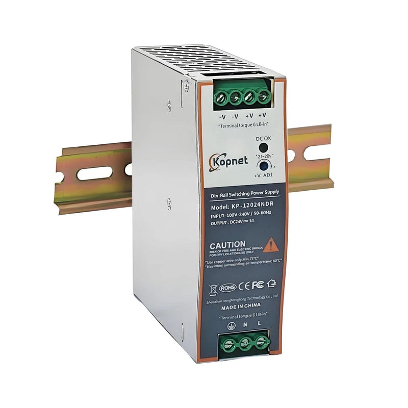 120W 24V Din Rail Mount Power Supply AC-DC Industrial Adapter 100~240V Input