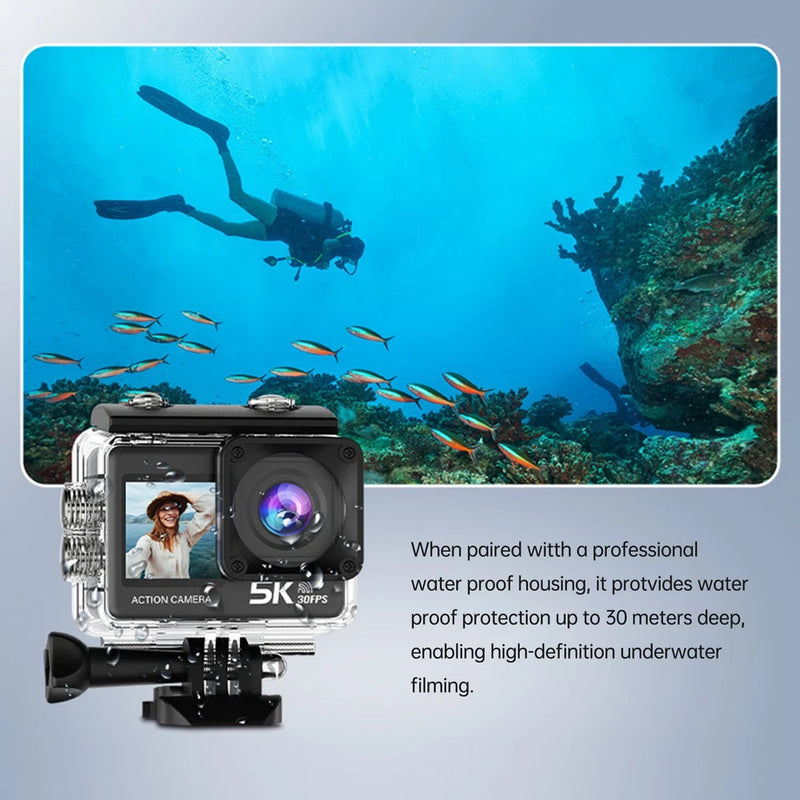 5K WiFi Action Camera 30FPS 2 Inch Touch Screen 170?? Wide Angle 6-Axis Stab CMGH