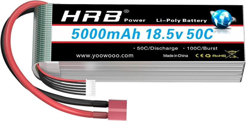 2pcs New HRB 5S Lipo Battery 18.5V 5000mAh 50C T Deans Plug RC Car