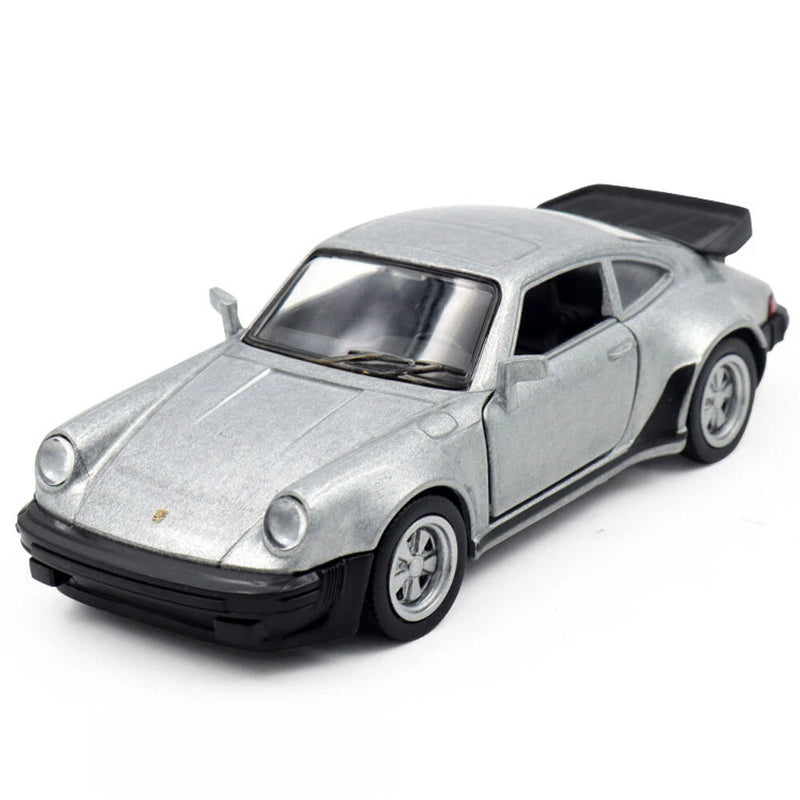 1/36 Porsche 911 Turbo Model Toy Car Metal Diecast Toy Vehicle Doors Open Silver