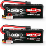 7.4V 80C 6200mAh 2S Lipo Battery Hard Case with Tracxas Plug for RC Car Truck