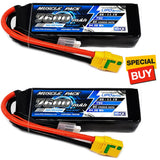 NHX Muscle Pack 3S 11.1V 7600mAh 75C Lipo Battery (2) w/ XT90 Connector