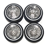 1/24-1/25 scale  Dayton style medium chrome wire wheels and tires
