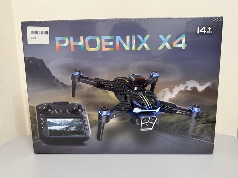 Phoenix X4 drone retail box with controller and quadcopter illustration