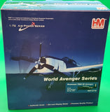 Die-cast aircraft model in box, blue and white Grumman TBM-3E Avenger