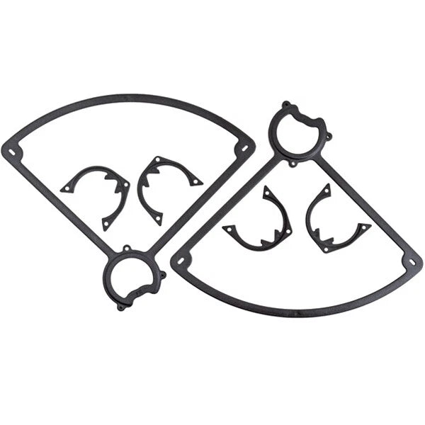 Black front prop guard set with two curved frames and circular mounting holes