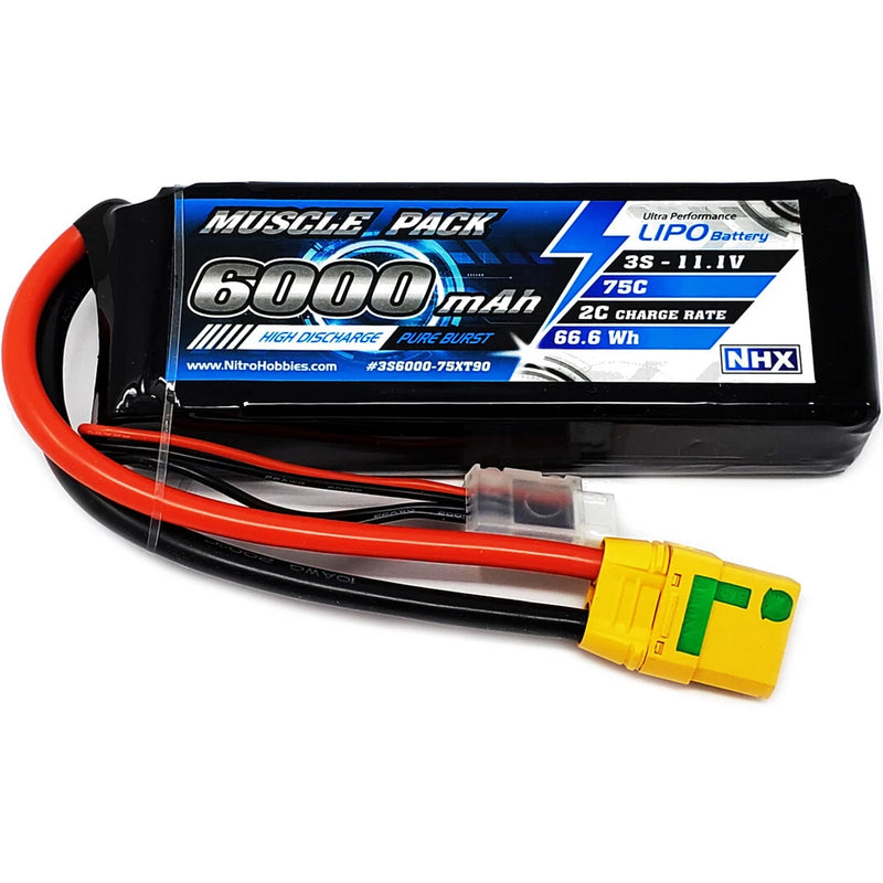NHX Muscle Pack 3S 11.1V 6000mAh 75C Lipo Battery w/ XT90 Connector Battery