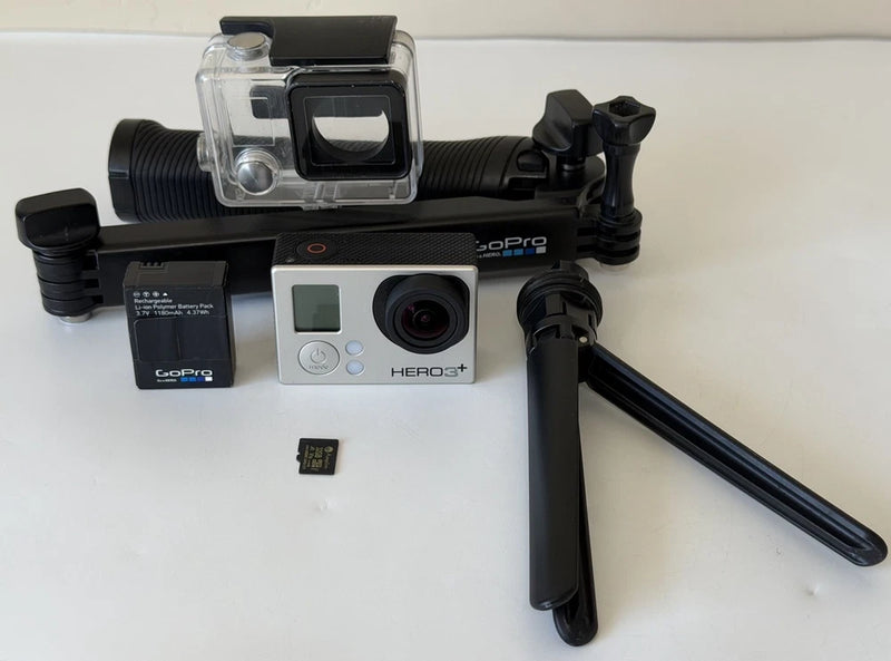 GoPro HERO 3+ Plus Action Camcorder Camera Silver Tripod & 32GB SD USB Cable