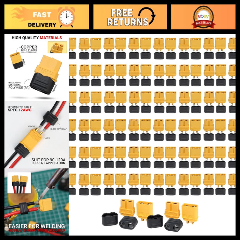 50 Pairs XT60H Male Female Bullet Connectors for Lipo Battery RC Car - Upgrade P Battery