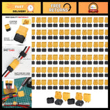 Set of XT60H bullet connectors with yellow housings and black male/female plugs