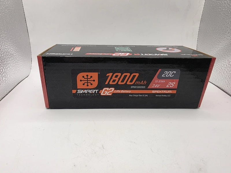 New SEALED SPEKTRUM 1800mAh 2S 7.4V Smart G2 LiPo 20C Hard Case IC3 Battery
