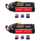 Venom 50C 3S 5000mAh 11.1V LiPo Battery with Universal Plug System x2 Packs Battery
