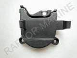 LEHR outboard battery tray, dark gray plastic with two mounting holes and latch tabs