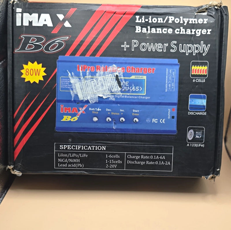 Open Box iMAX B6 80W Balance Charger w/ Power Supply for LiPo LiIon LiFe NiCd Battery