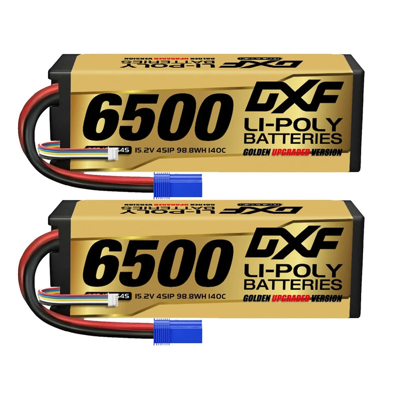 DXF 2PCS Performa Racing Graphene  Lipo 6500 15.2V 140C Battery GOLDEN EC5