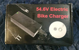 54.6V electric bike battery charger with AC plug and round connector, model FY-5461500